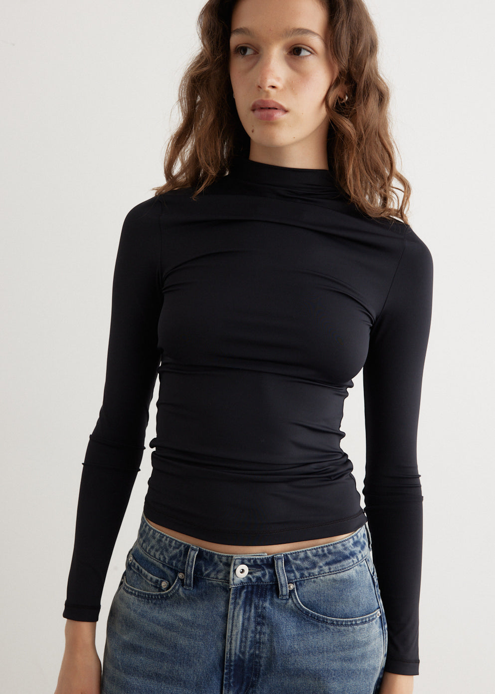 Tyne Long Sleeve Mock Neck Top