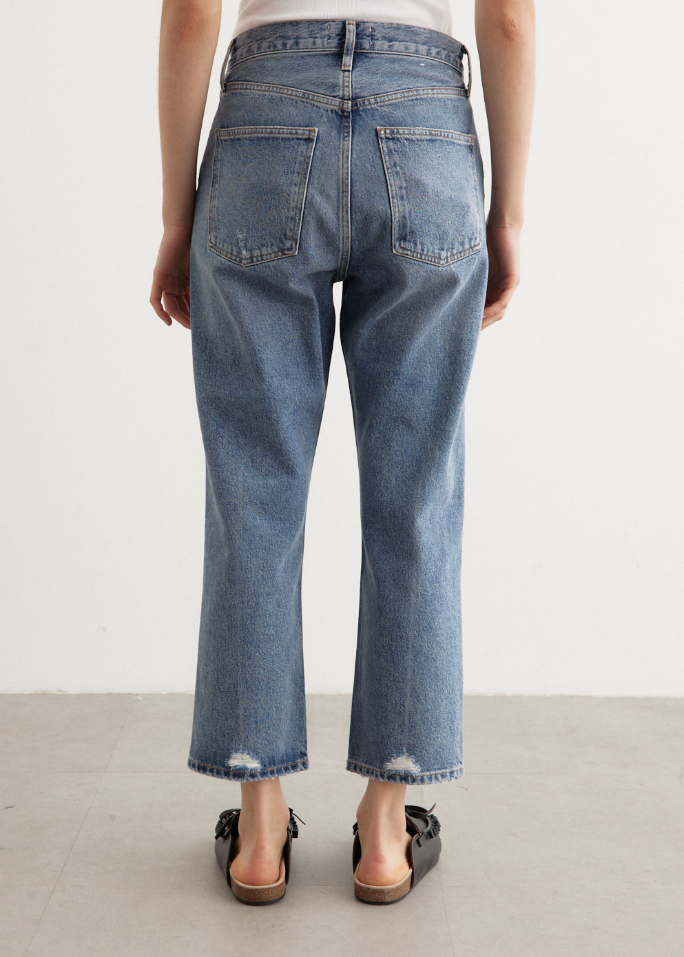 90's Crop Mid Rise Loose Straight Jeans