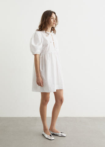 Cotton Poplin Tie String Mini Dress