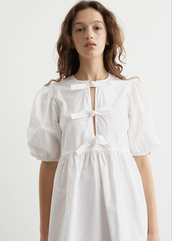 Cotton Poplin Tie String Mini Dress