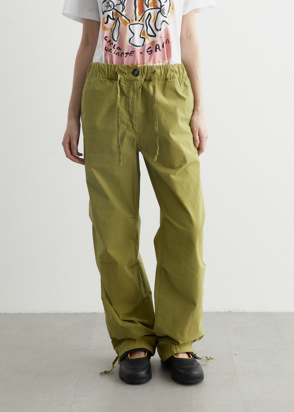 Washed Cotton Canvas Drawstring Pants