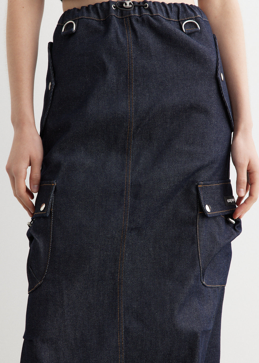 Denim Cargo Maxi Skirt