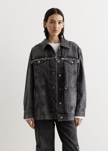 Snow Washed Denim Oversized Jacket