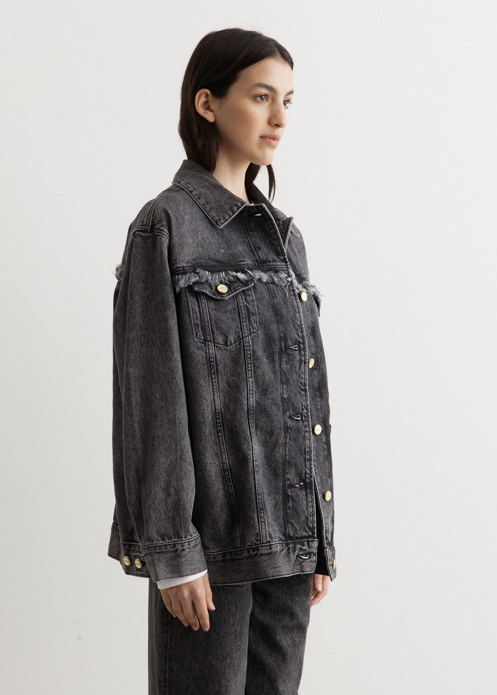 Snow Washed Denim Oversized Jacket