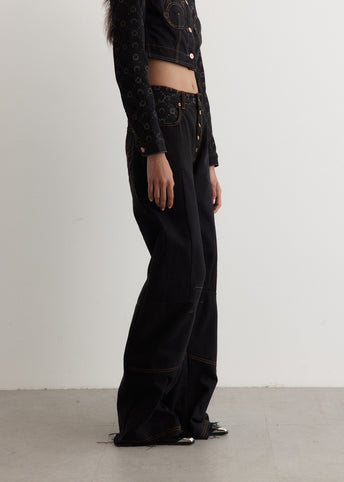 Regenerated Denim Flare Pants