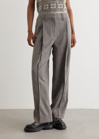 Herringbone Suiting Relaxed Pleated Pants