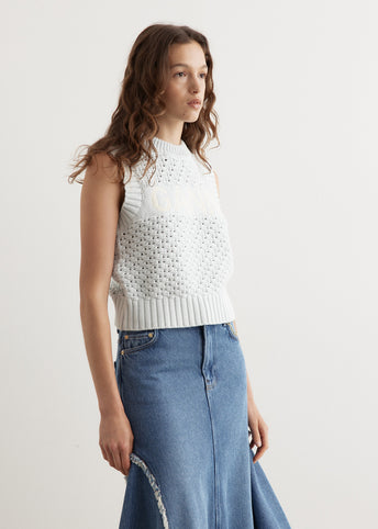 Textured Cotton Pointelle Vest