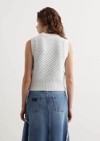 Textured Cotton Pointelle Vest