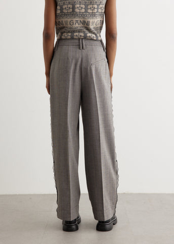 Herringbone Suiting Relaxed Pleated Pants