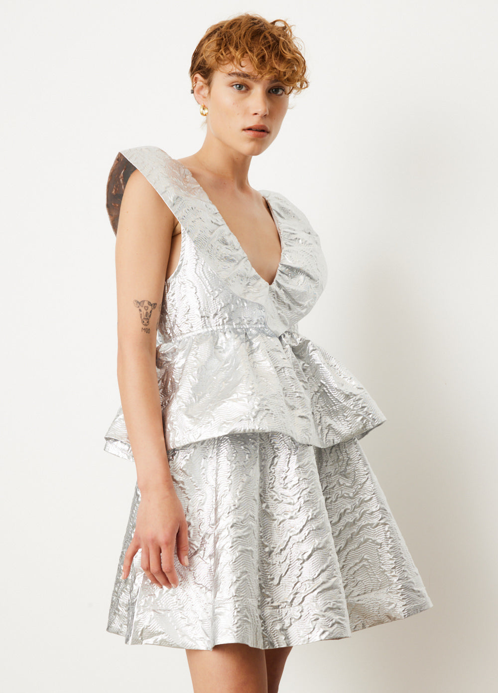 Metallic Jacquard Layer Dress