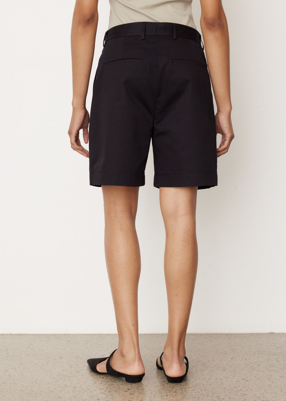 Pleated Cotton Twill Shorts