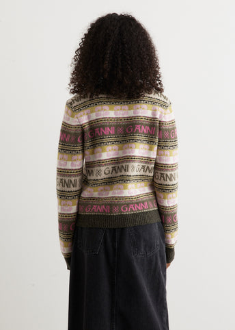 Logo Wool Mix Cardigan