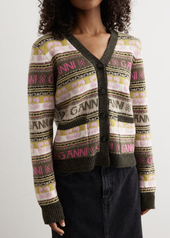 Logo Wool Mix Cardigan