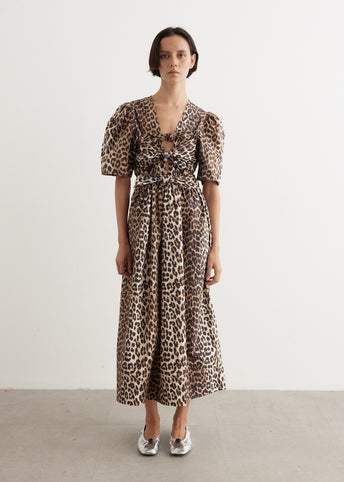 Printed Cotton Tie Strap Midi Dress