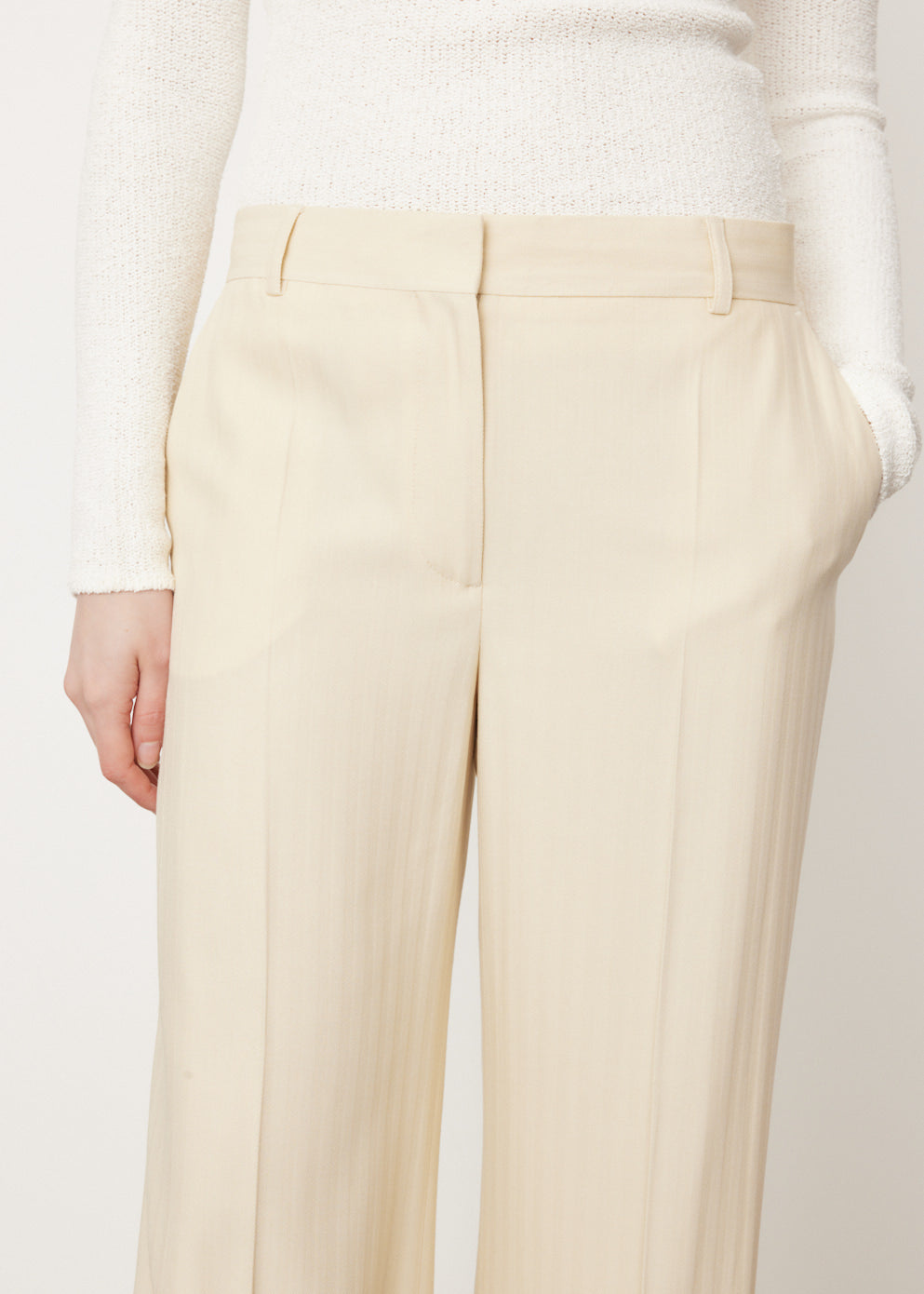 Natural Herringbone Tailored Linen Pants – 1913 Collection