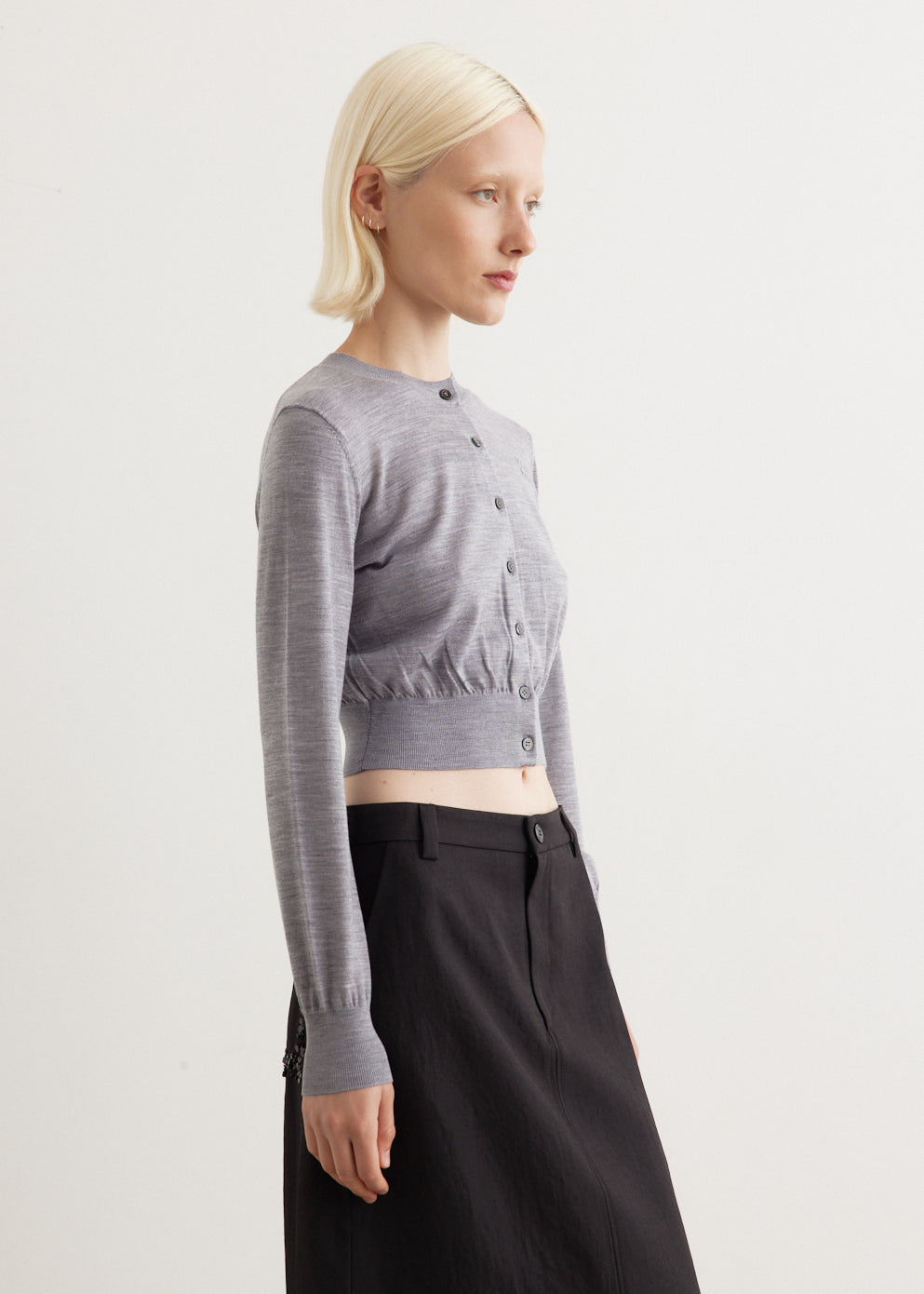 Superfine Cropped Crewneck Cardigan