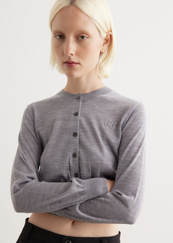 Superfine Cropped Crewneck Cardigan