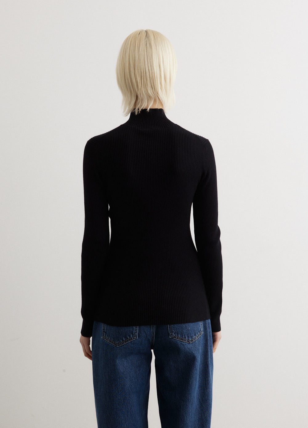 Tonal Fox Head Patch Fine Ribbed Turtleneck