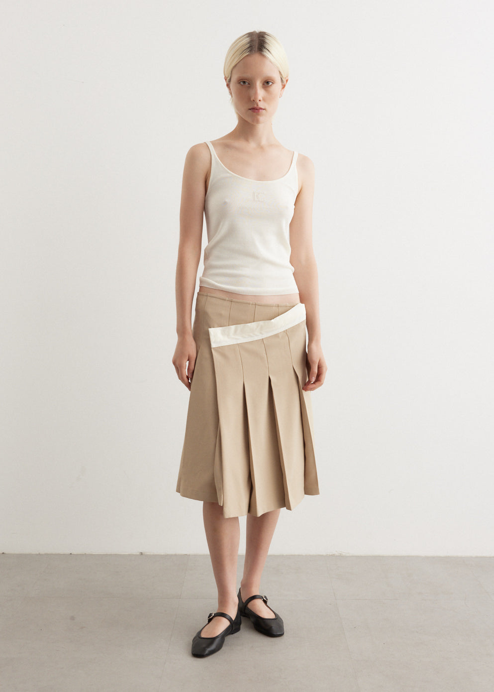 Pleated Midi Wrap Skirt