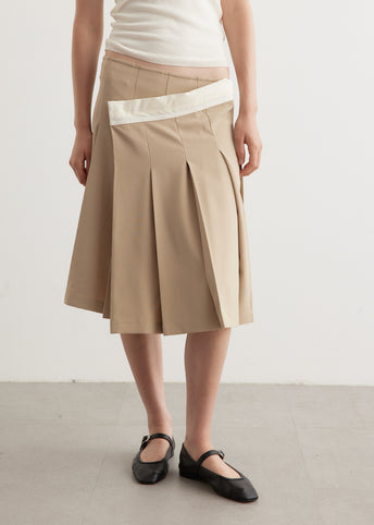 Pleated Midi Wrap Skirt