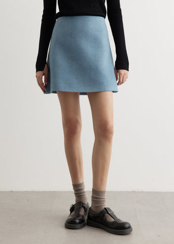 Twill Wool Suiting Mini Skirt