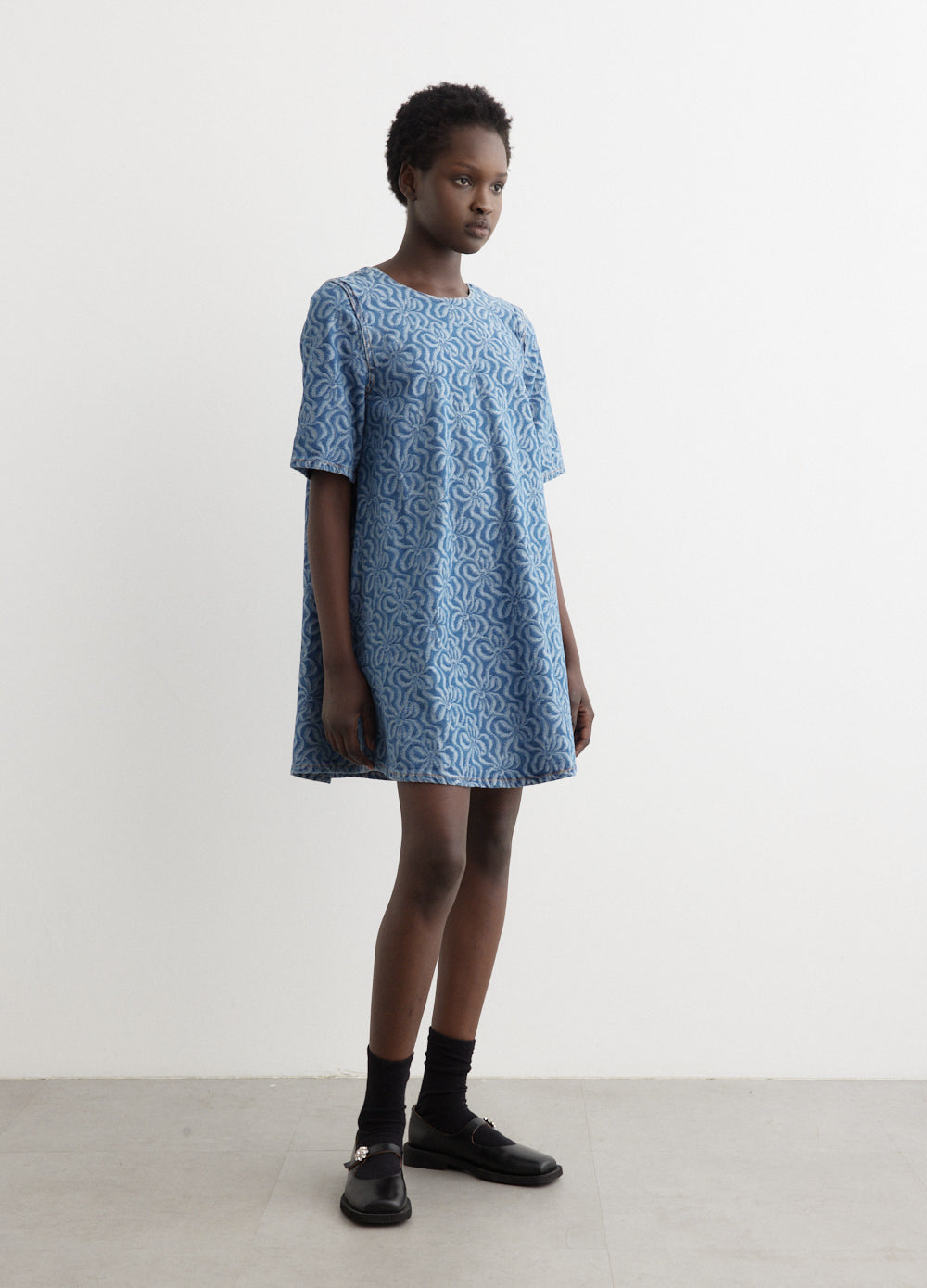 Jacquard Denim A-Line Mini Dress