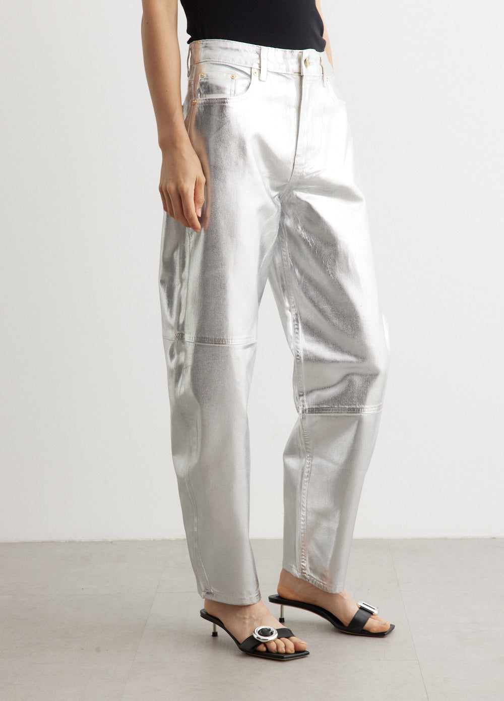 Bright White Silver Foil Stary Jeans