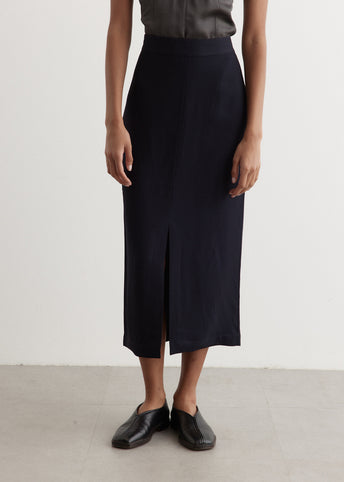 Front-Split Satin Midi Skirt