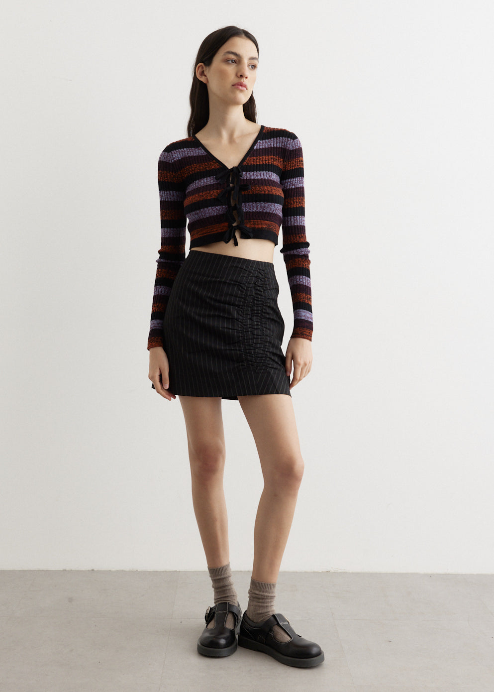 Stretch Stripe Mini Skirt