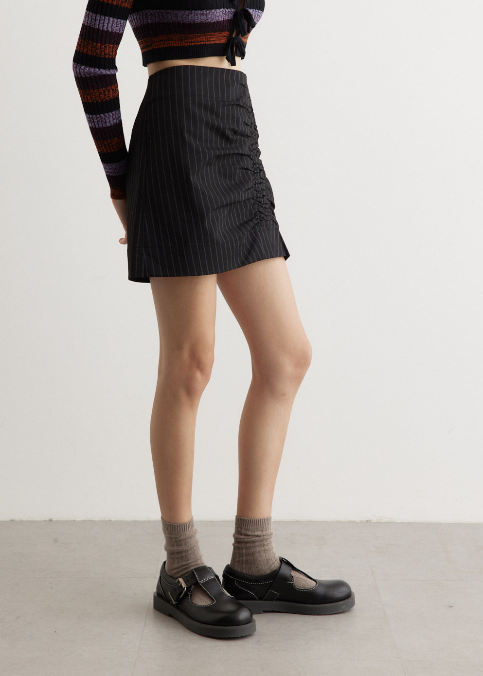 Stretch Stripe Mini Skirt