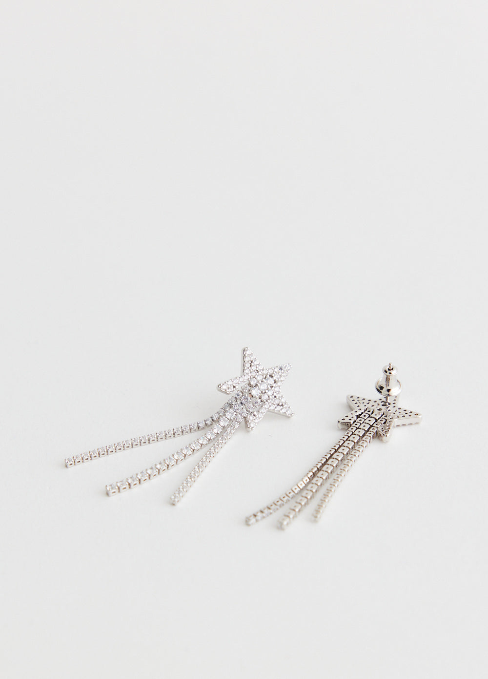 ARY D'PO • Shiny Stars Drop Earrings Rhodium over St. Silver