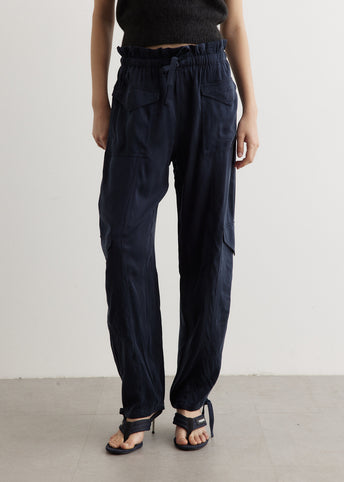 Washed Twill Satin Pants