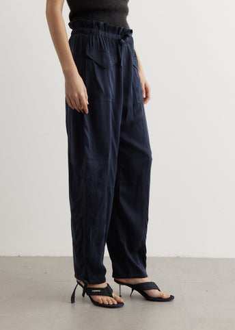 Washed Twill Satin Pants