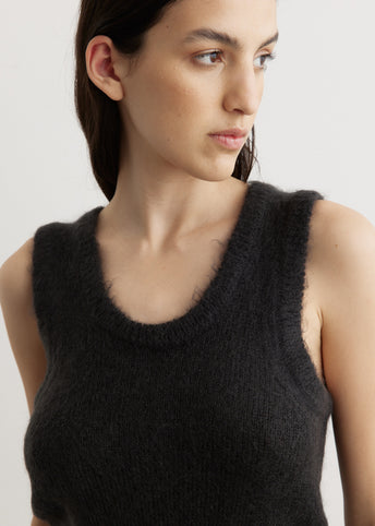 BRUSHED SUPER KID MOHAIR KNIT TANK IN BEIGE — Shop Boswell