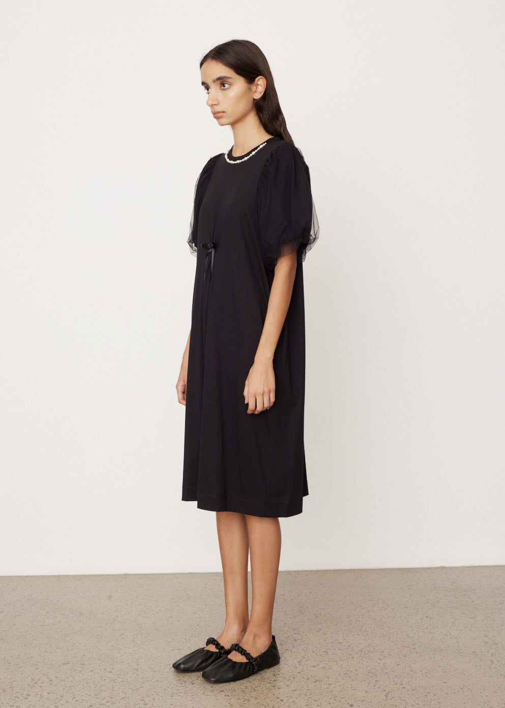 Tulle Puff Sleeve T-Shirt Dress