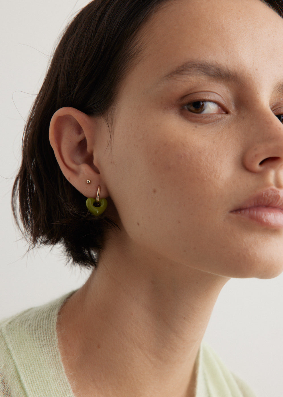 Hoop And Resin Heart Earring