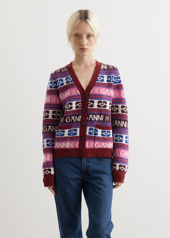 Logo Wool Mix Cardigan