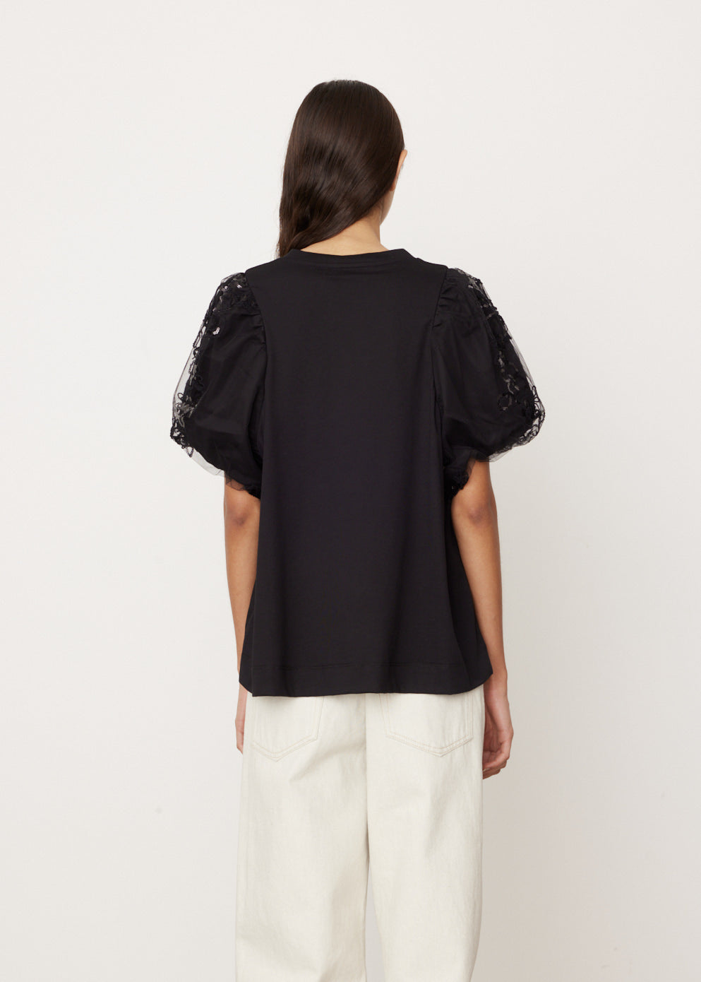 Sequin Tulle Puff Sleeve A-Line T-Shirt