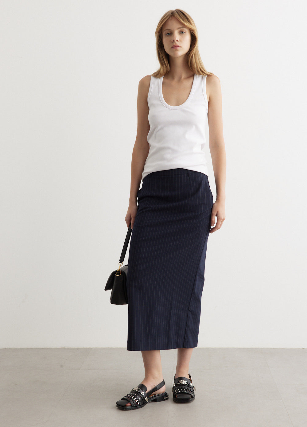 Pillar Pinstripe Long Skirt