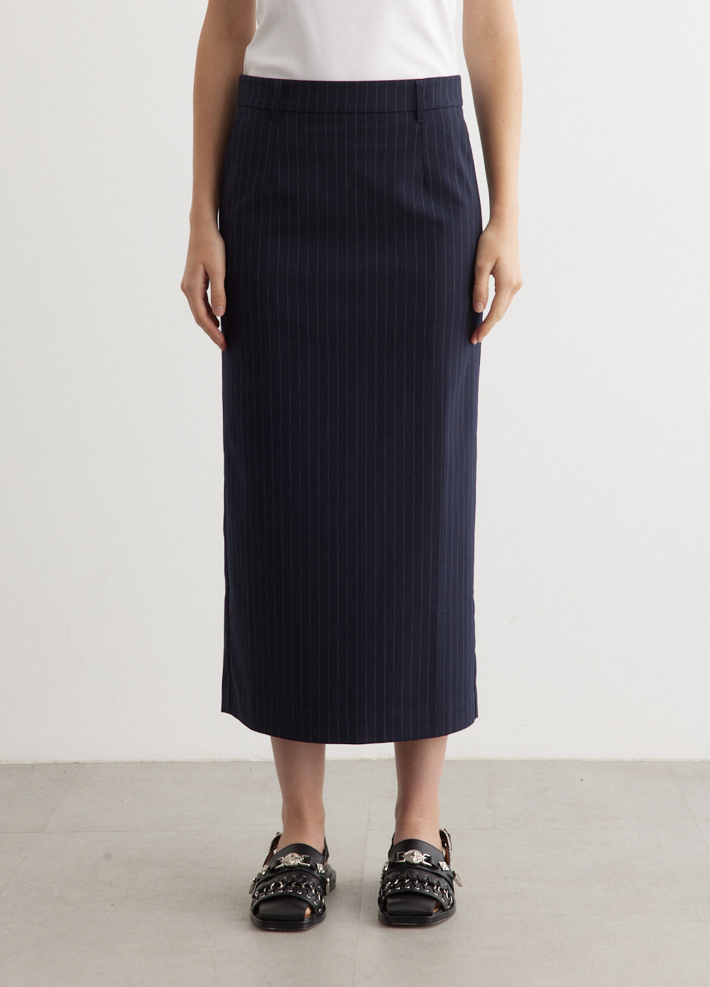 Pillar Pinstripe Long Skirt