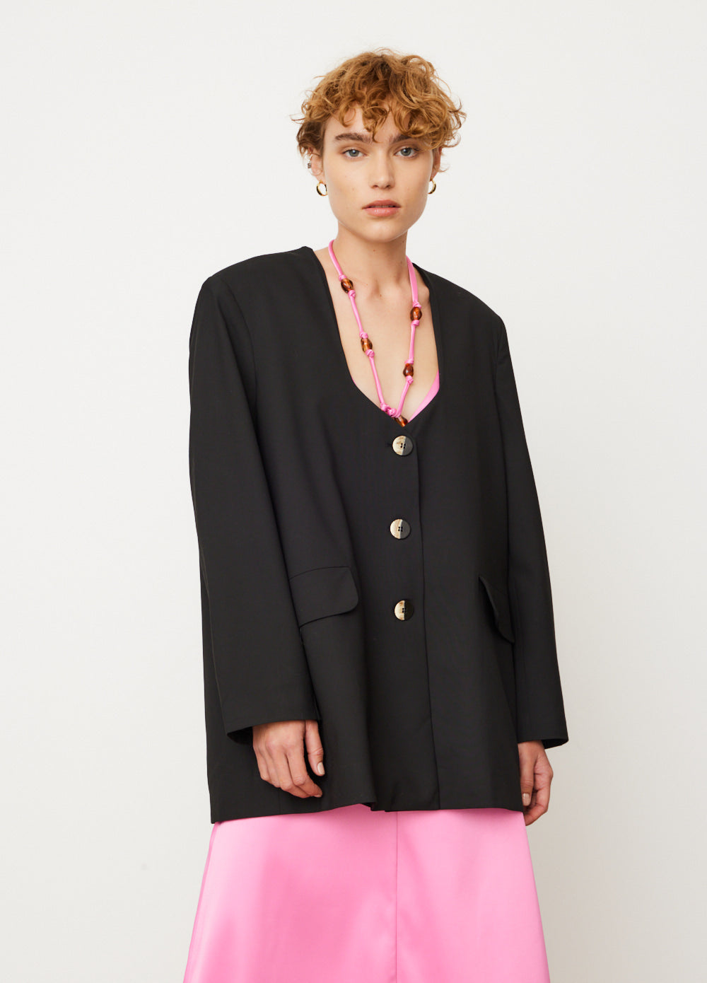 Drapey Melange Oversized Blazer