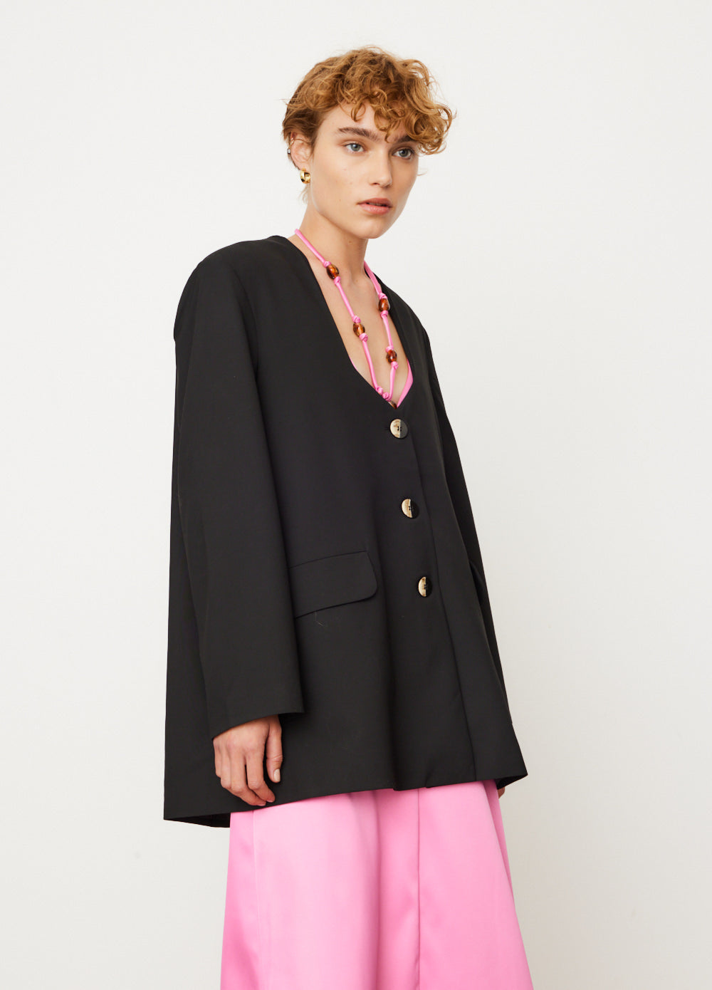 Drapey Melange Oversized Blazer