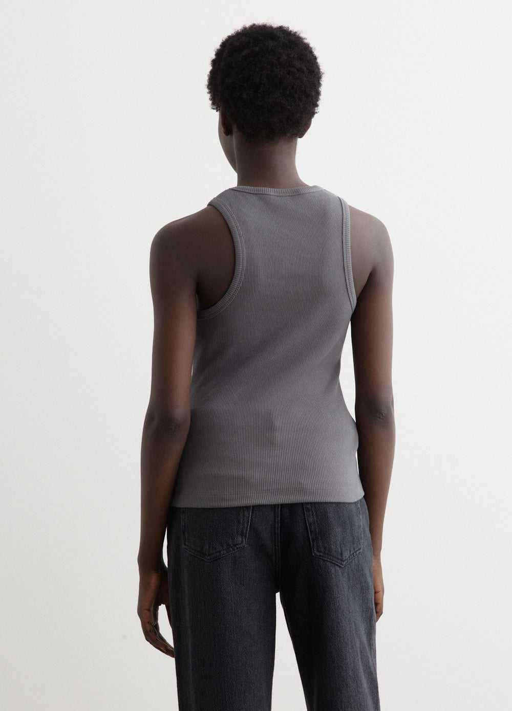 Volcanic Ash Grey Graphic Rib Sun Tank Top