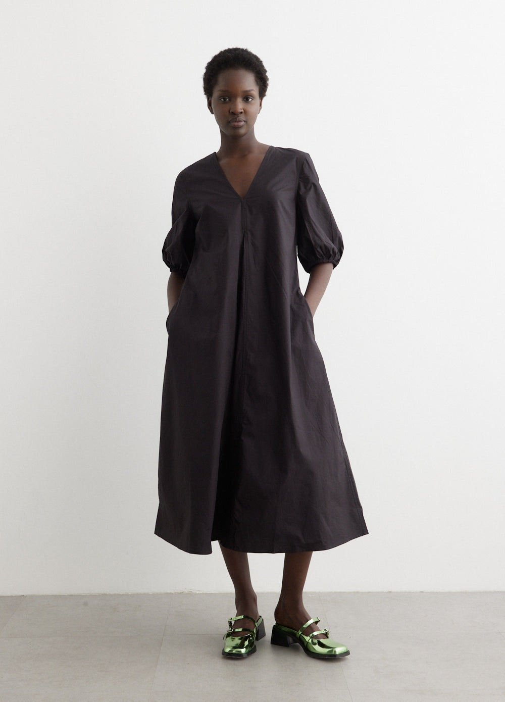 Black cotton poplin outlet dress