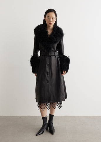 Foxy Leather Shearling Coat