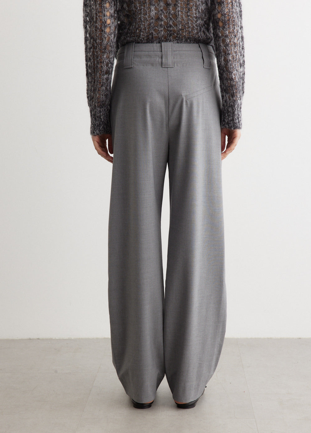 Ganni Herringbone Suiting Relaxed Pleated Trousers in Gray