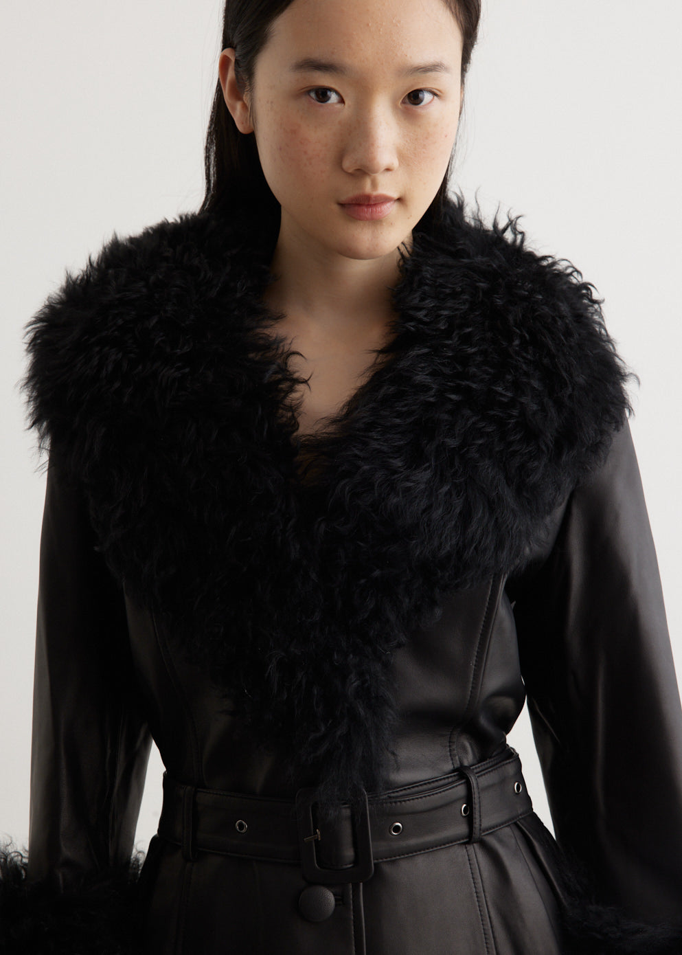 Foxy Leather Shearling Coat