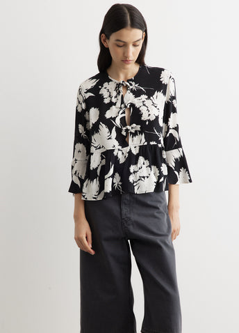 Printed Crepe Peplum Blouse