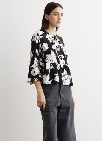 Printed Crepe Peplum Blouse