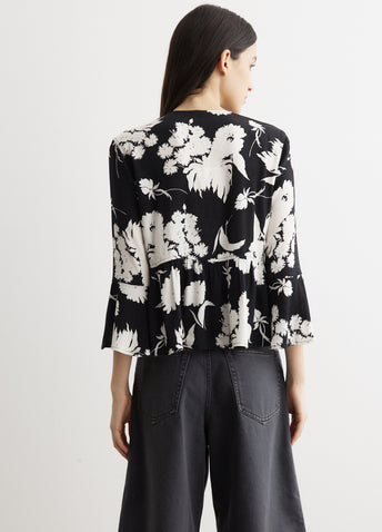 Printed Crepe Peplum Blouse